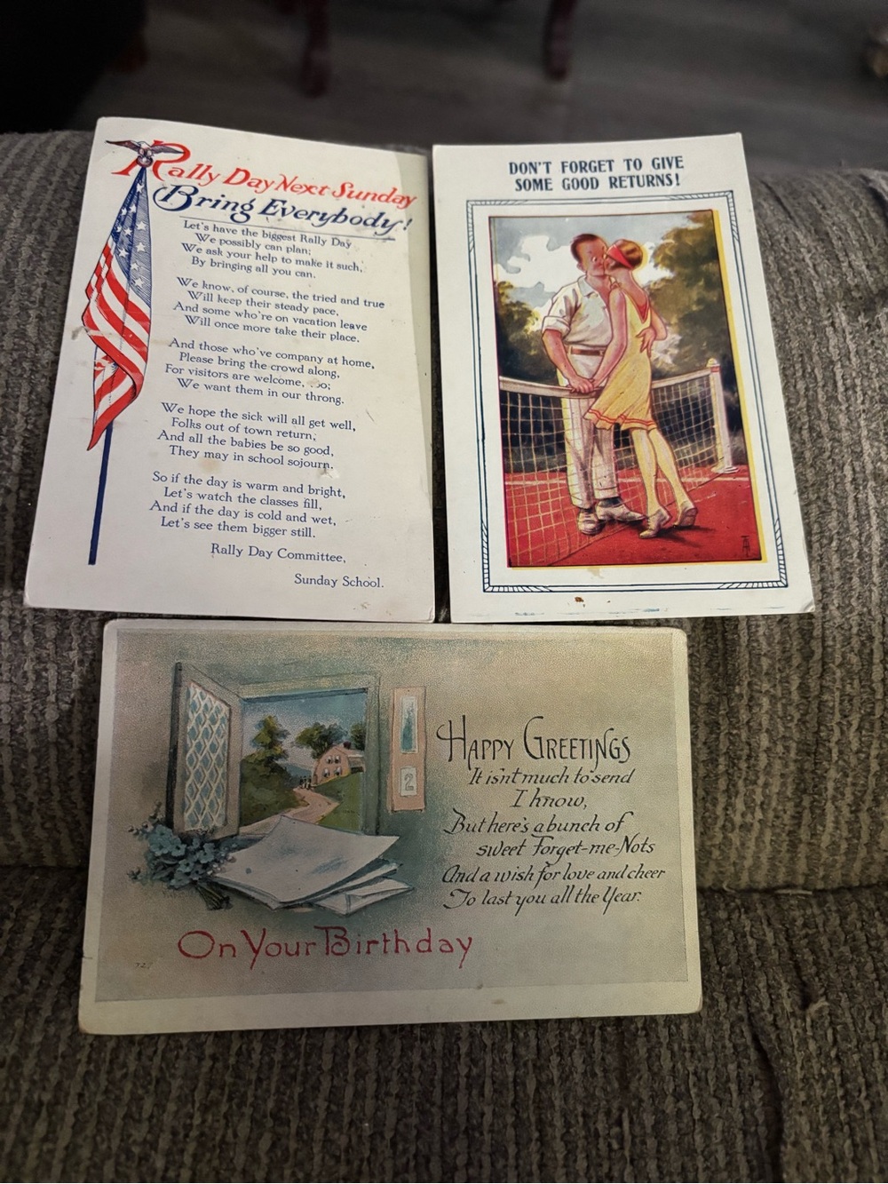 Vintage 1920s Bamforth Comic Tennis Postcard: Give Some Good Returns! Bday card